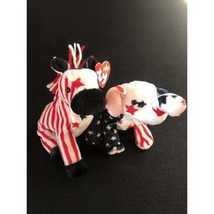 TY Beanie Babies Righty the Elephant and Lefty the Donkey 2000